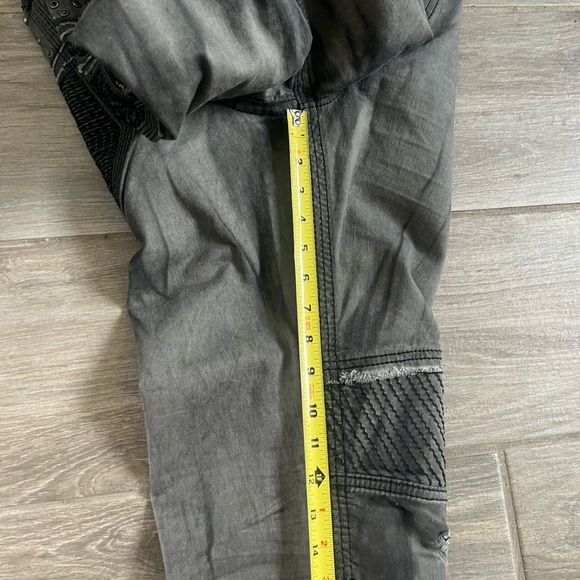 Rock Revival Armory Biker Faded Gray Distressed Embellished Jeans - Picture 13 of 17